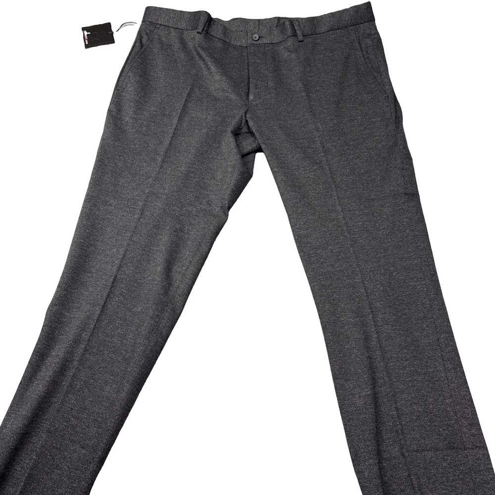 NWT Dstrct & Row Birdseye Dress Pants Mens 40x30 Dark Charcoal Stretch